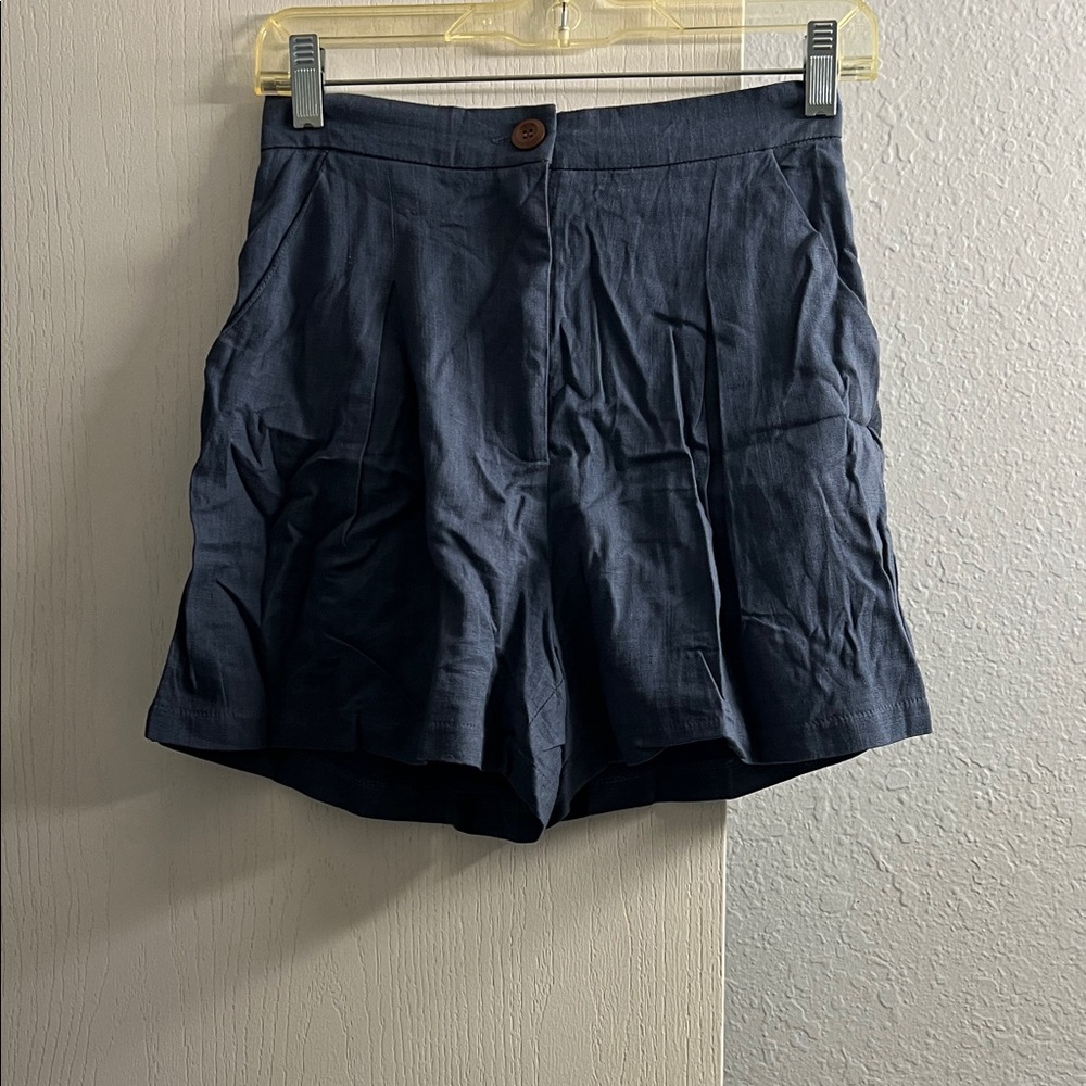 Classic Navy High-Waist Bermuda Shorts